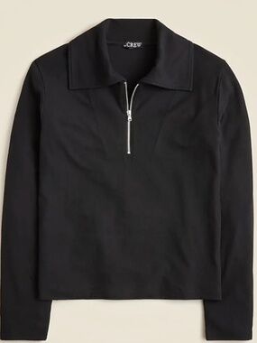 NWOT J.Crew Soft Rib Quarter Zip Top, Black, Medium